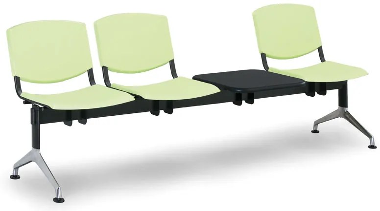 Design műanyag pad, 3 üléses + asztal, piros