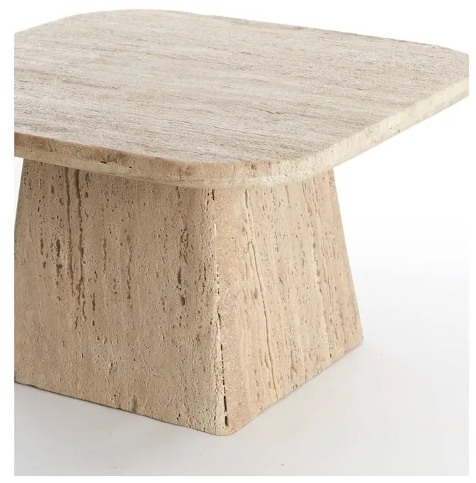 Bézs dohányzóasztal kő asztallappal 60x60 cm Kepami – Light & Living