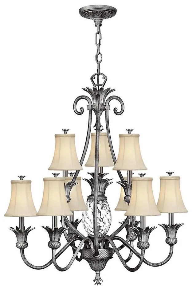 Hinkley HK-PLANT10-PL - Csillár láncon PLANTATION 10xE14/40W/230V ezüst