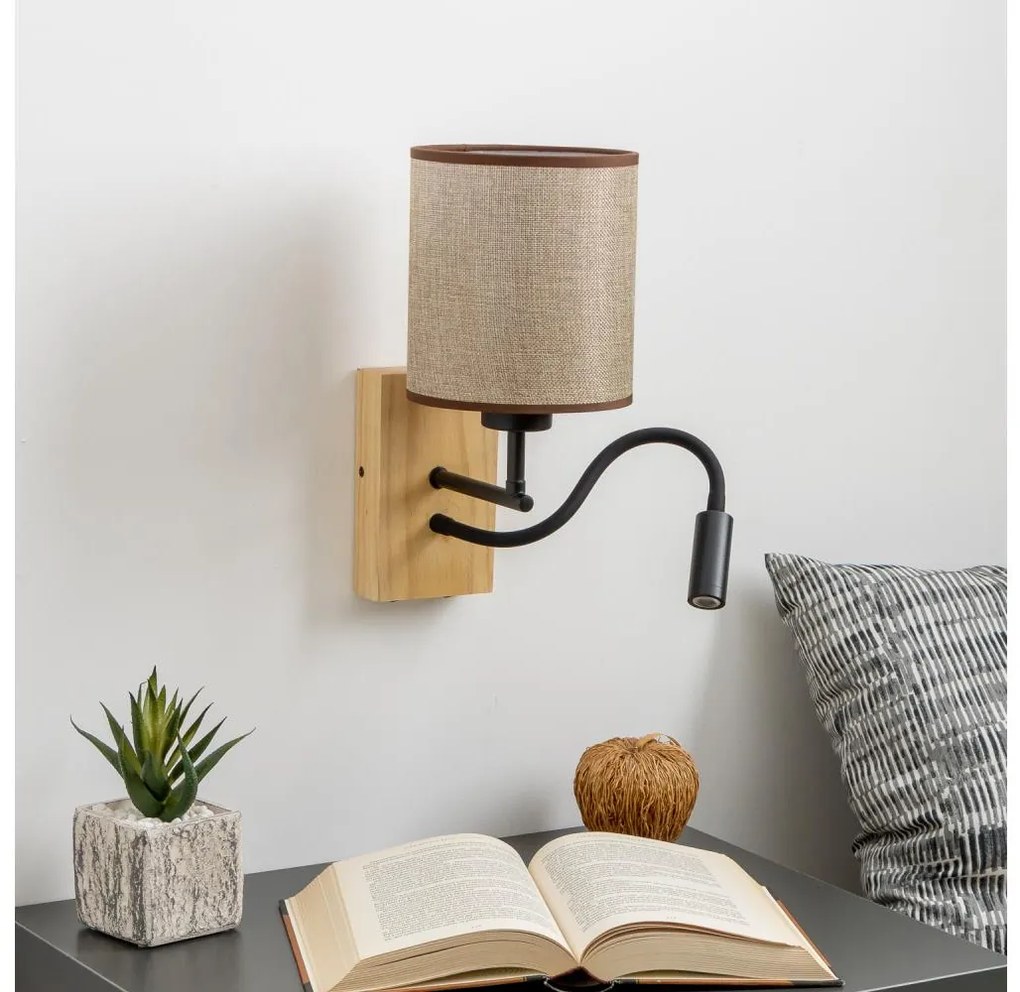 Brilagi - LED Fali lámpa NUBILA WOOD 1xE27/25W/230V + LED/3W tölgy/barna