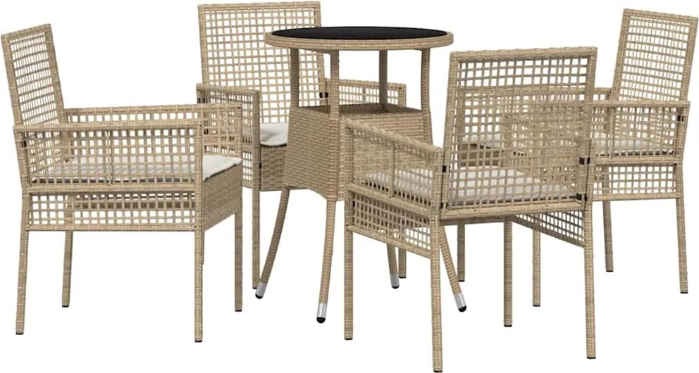 vidaXL Kert étkező szett 5 pcs Bézs polirattan