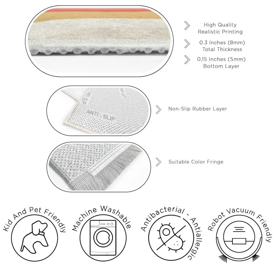 Sárga-rózsaszín mosható futószőnyeg 80x200 cm Creamy Raspberry Swirl – Mila Home