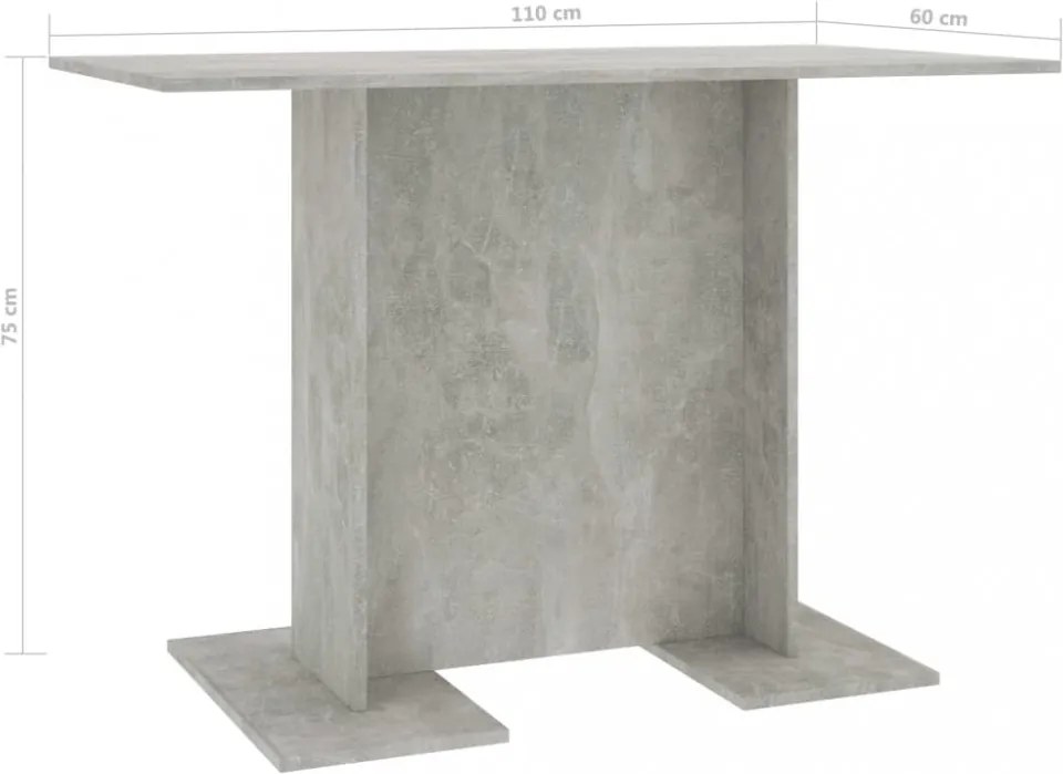 betonszürke szerelt fa étkezőasztal 110 x 60 x 75 cm