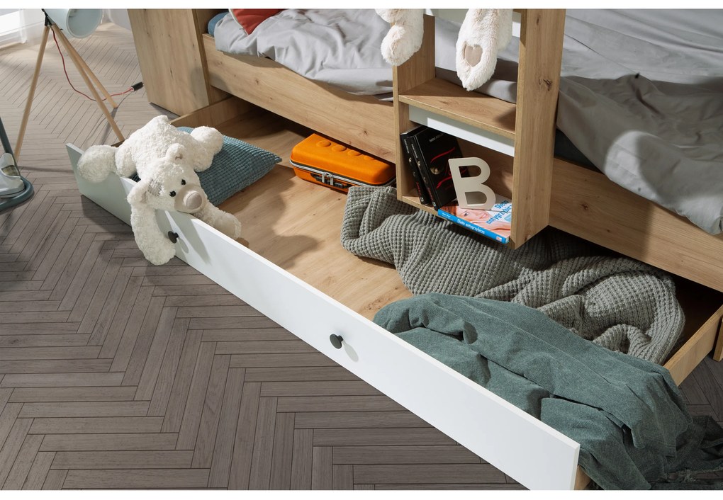 Kombinált gyerekágy 90 cm Sami 2 (artisan tölgy + matt fekete + fehér fogantyúk). 1085814