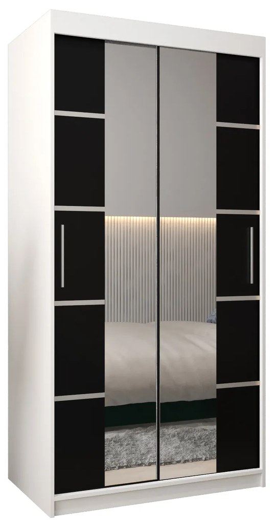 Ruhásszekrény 100 cm Verika 4 100 (fehér + fekete). 1064249