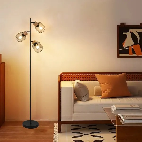 Brilagi - Állólámpa BASKLITE 3xE27/15W/230V kaucsukfa/fekete