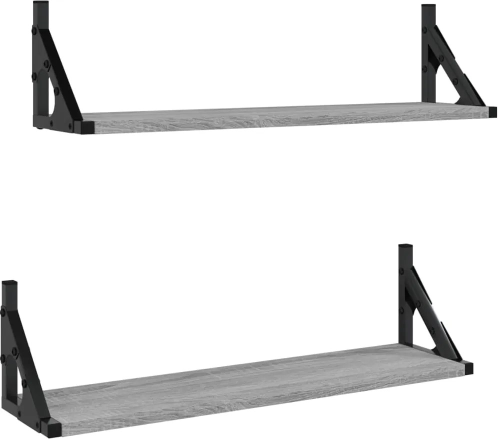 vidaXL 2 db szürke sonoma színű fali polc 60 x 15 x 15,5 cm