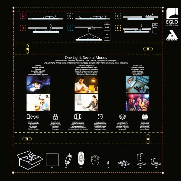Eglo 32547 - LED RGBW Dimmelhető beépíthető panel SALOBRENA-C 34W/230V fehér + távirányító