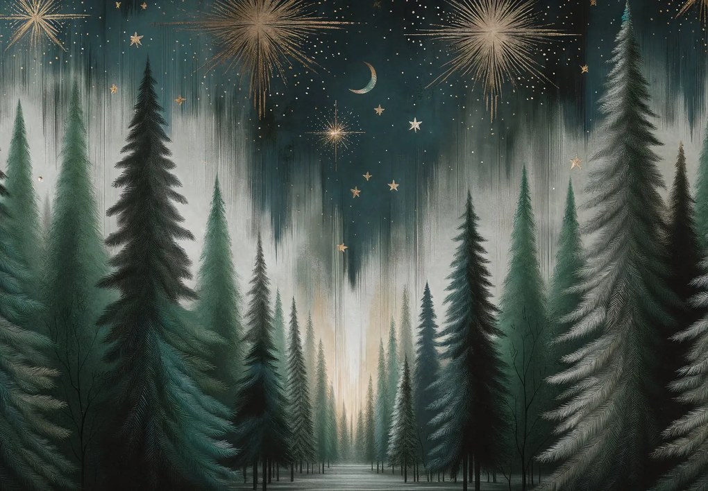 Fotótapéta - Csillagos erdő (147x102 cm)