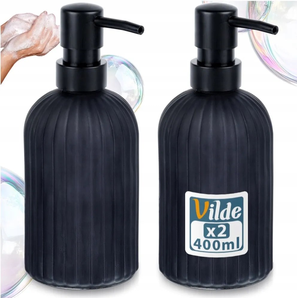 2x Folyékony Szappan Adagoló Gél folyékony mosogatószer fürdőszoba konyha fekete