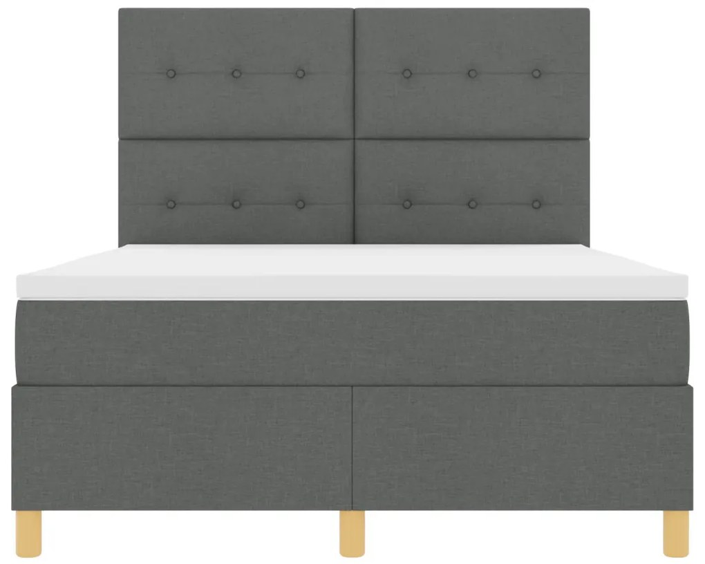box spring ágy matraccal és LED-del sötétszürke 140x190 cm szövet