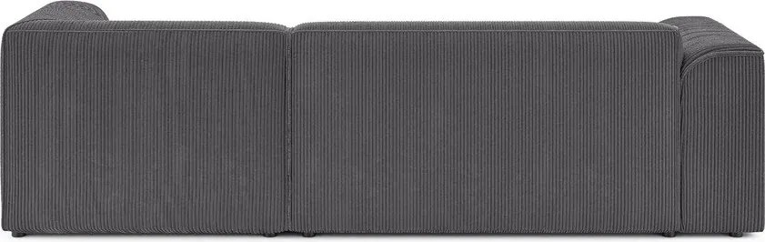 Sötétszürke kordbársony sarokkanapé (jobb oldali-heverő résszel) Merid – Ropez