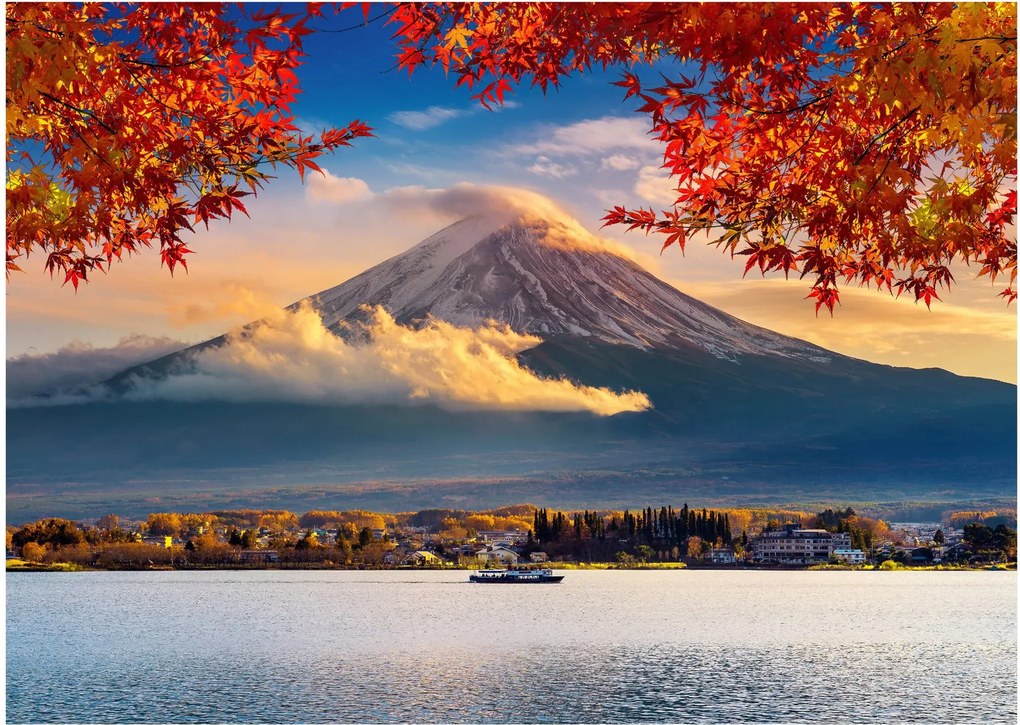 Kép - japán, Fuji hegy (üvegen) (70x50 cm)