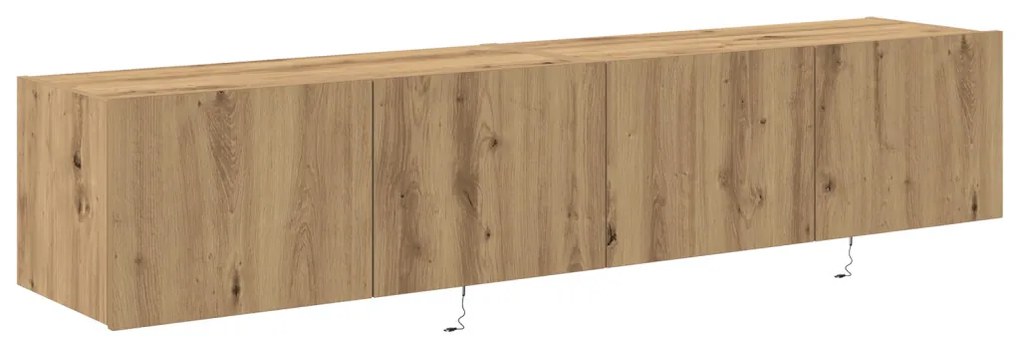 TV Fali Szekrény LED Fényekkel 2 db Kézműves Tölgy 80x35x31 cm