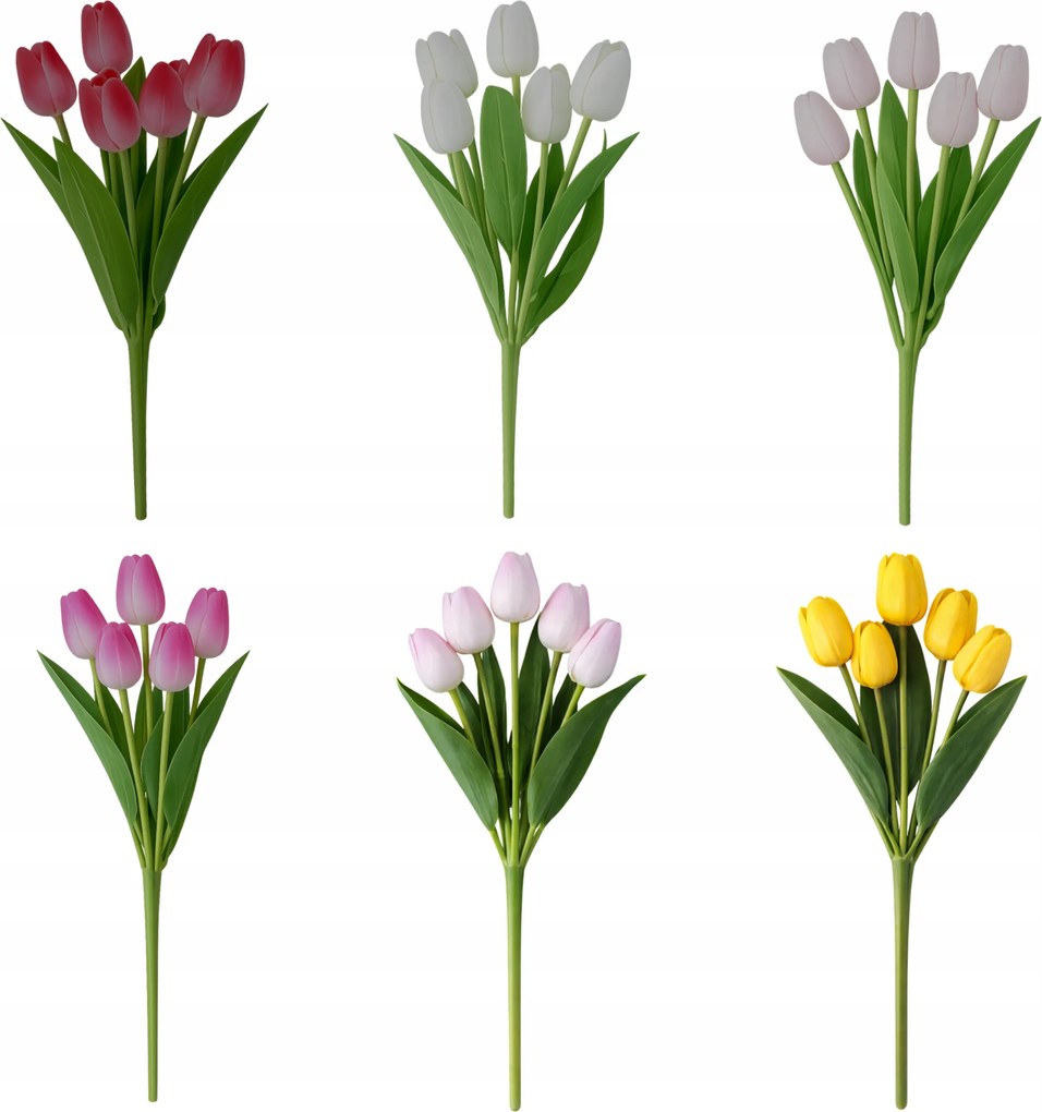 Tulipán csokor Virág Mesterséges Gumi Tulipán 30 cm VIP5755 MIX6 6 db