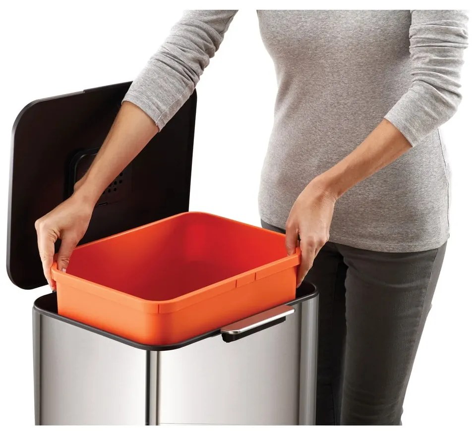 Ezüstszínű acél szelektív szemetes 60 l Totem Max – Joseph Joseph