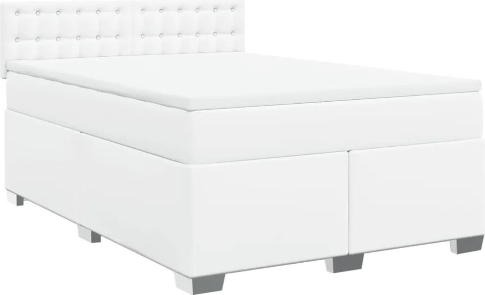 vidaXL fehér műbőr rugós ágy matraccal 140x190 cm