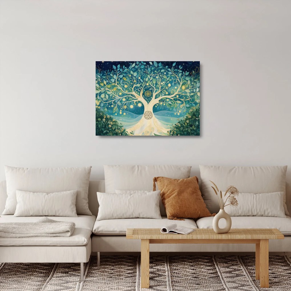 Üveg kép – Mágikus fa spirálokkal (70x50 cm)