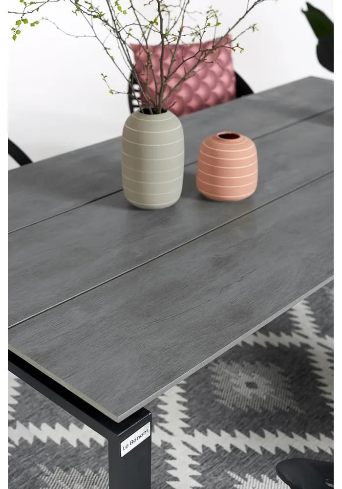 Joanna fekete 6 személyes kerti étkezőszett székekkel és Strong asztallal, 210 x 100 cm - Bonami Selection