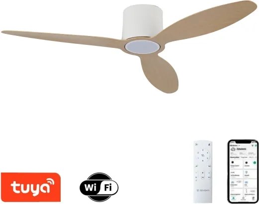 ZEVENTI - LED mennyezeti ventilátor VENTORA LED/24W/230V Wi-Fi Tuya fehér/tölgy + távirányító