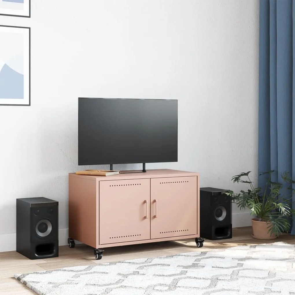 rózsaszín acél TV-szekrény 68 x 39 x 43,5 cm