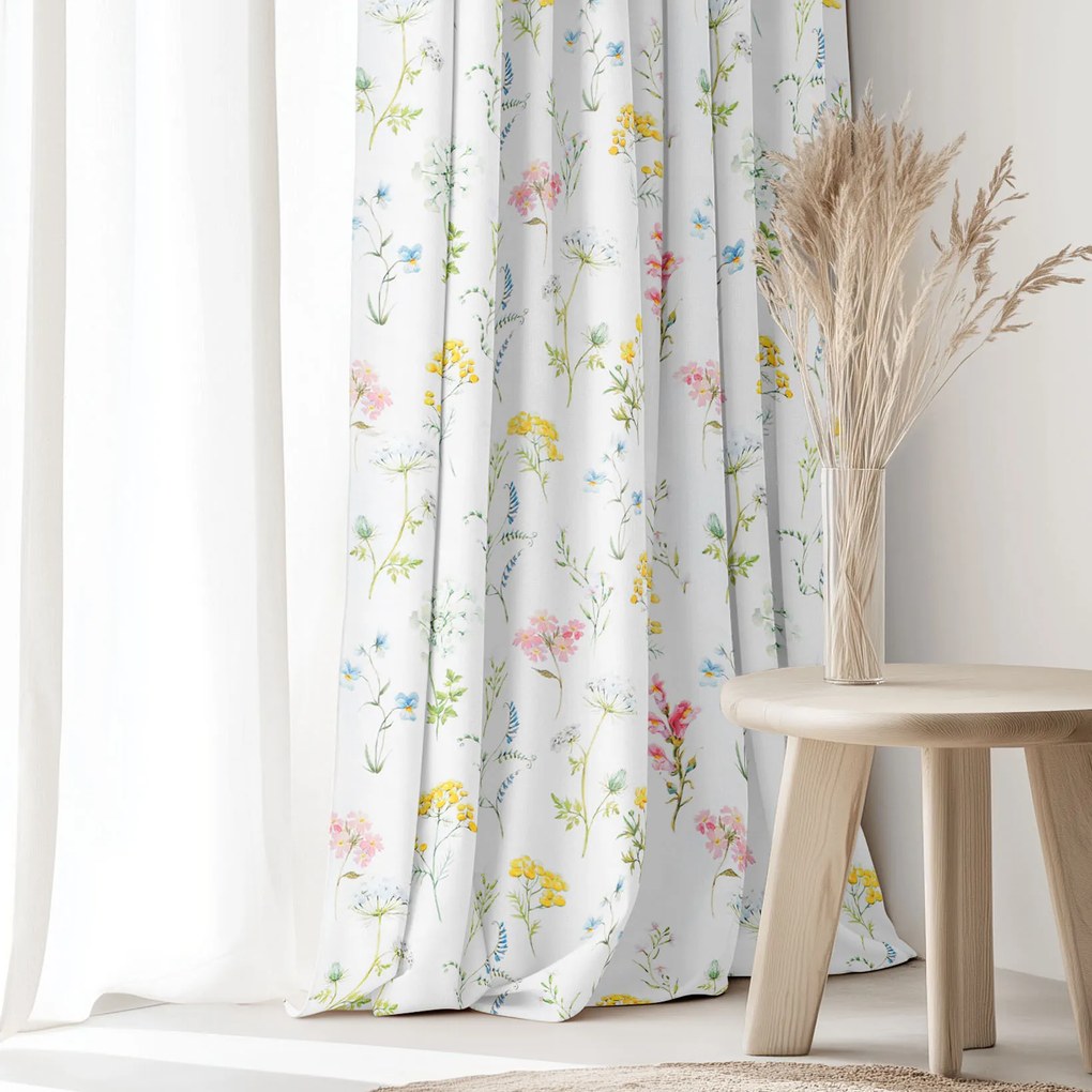 Goldea pamut drapéria deluxe - virágzó réti virágok 280x160 cm