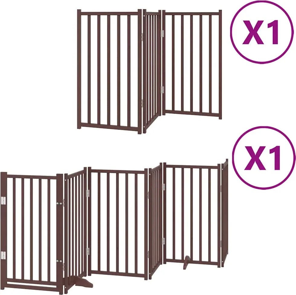 vidaXL barna nyárfa 9 paneles összecsukható kutyakapu ajtóval 450 cm