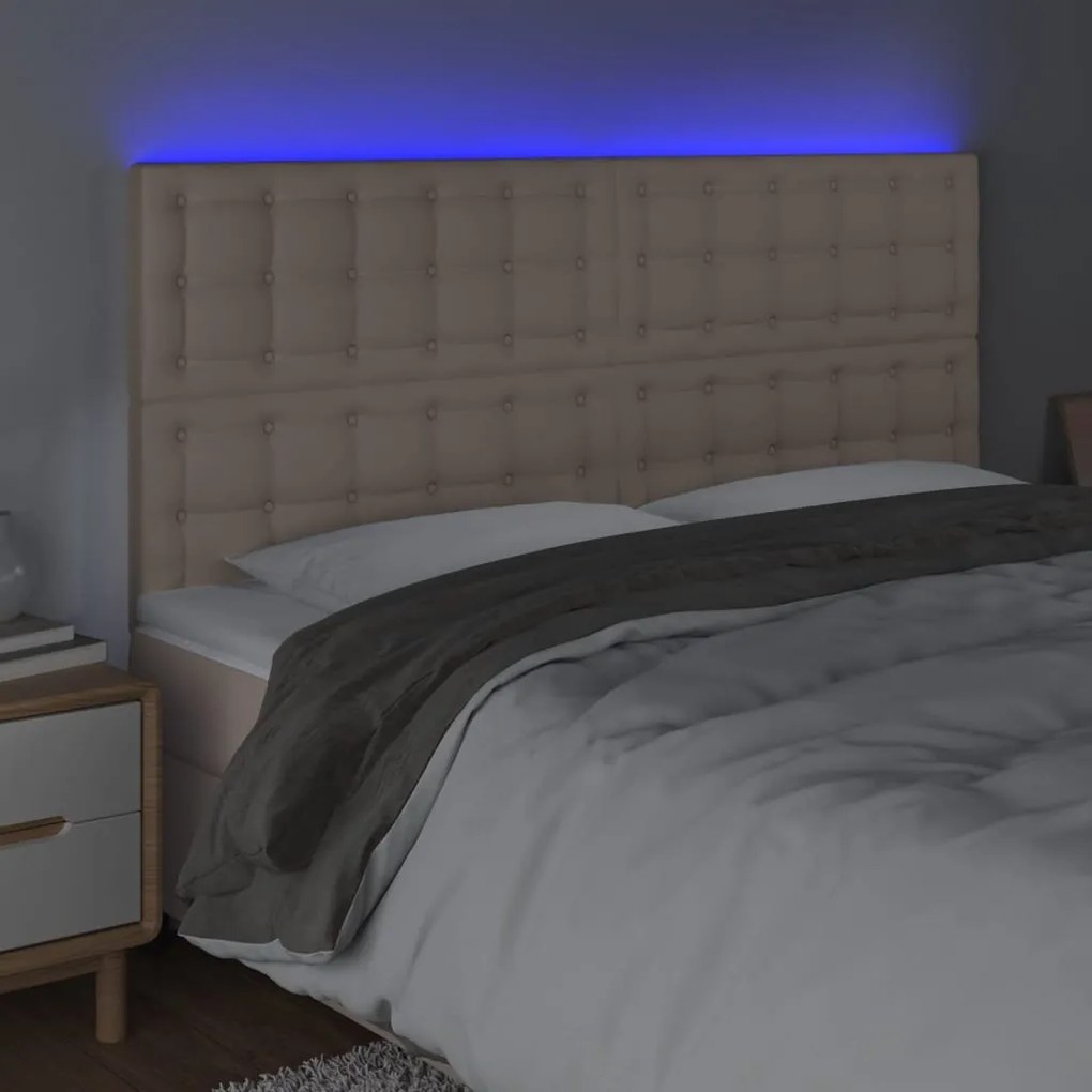 cappuccino műbőr LED-es fejtámla 200x5x118/128 cm