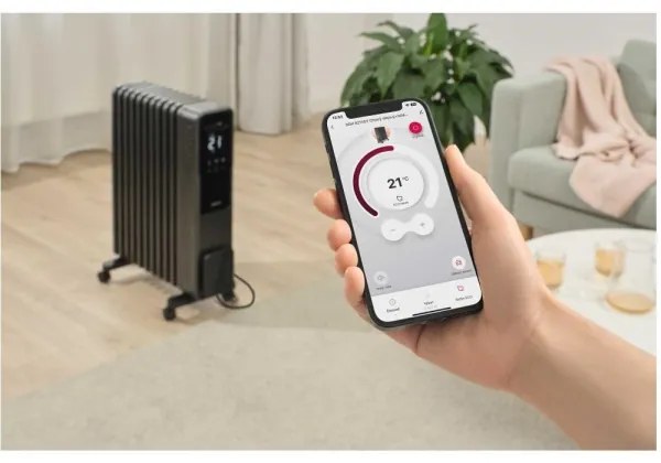 Sencor - 11 bordás olajradiátor 1000/1200/2400 W/230 V Wi‑Fi fekete