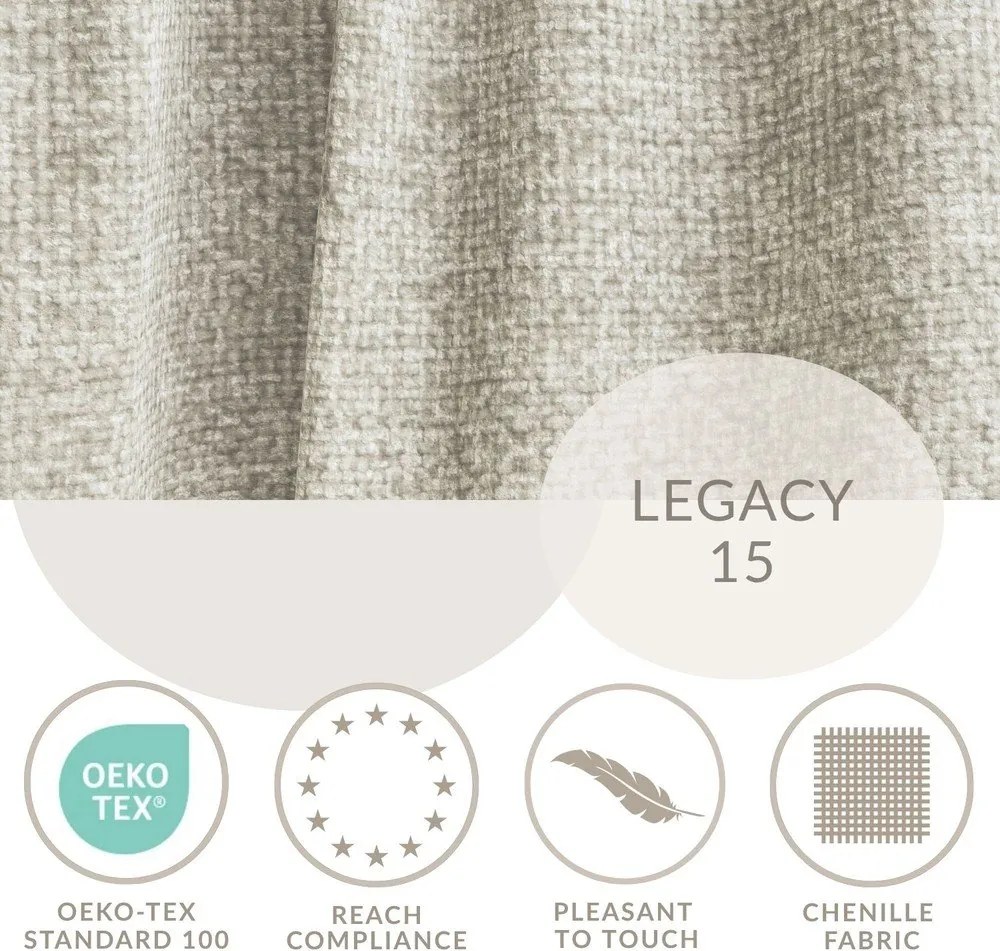 Bézs zsenília kinyitható-tárolóhelyes sarokkanapé (jobb oldali-heverő résszel) Leon – Maison de Rêve