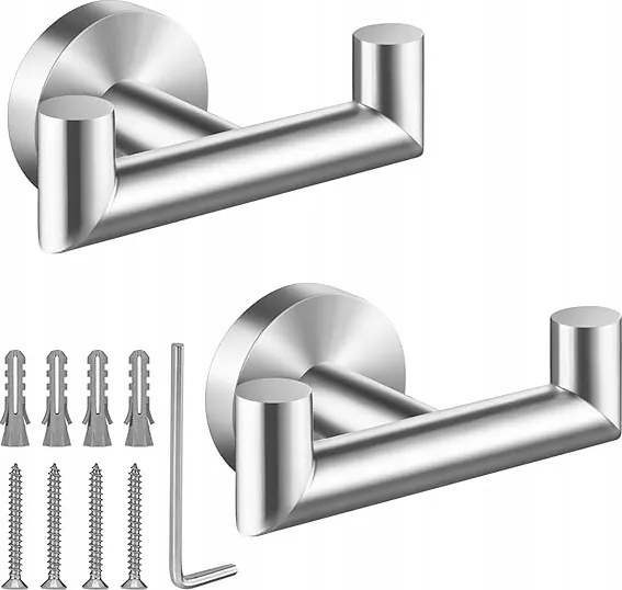 Fürdőszobai törölközőtartó ruhaakasztó kampó rozsdamentes acél 2db-os szett