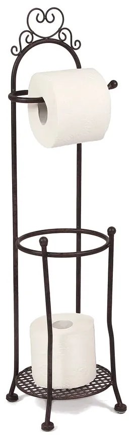 Vintage fém álló WC papír tartó 70 cm barna