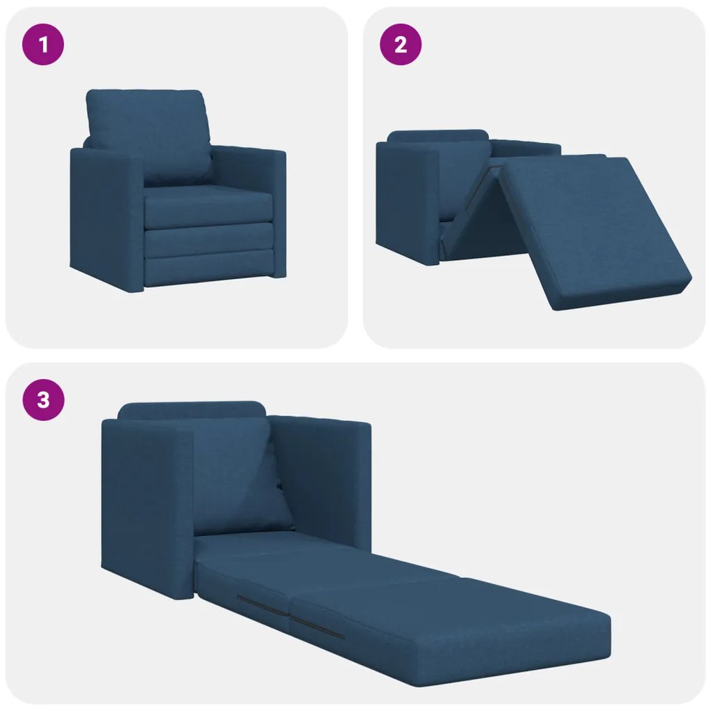 Pad Sofa Ágy 2-in-1 Kék 74x77x81 cm Szövet