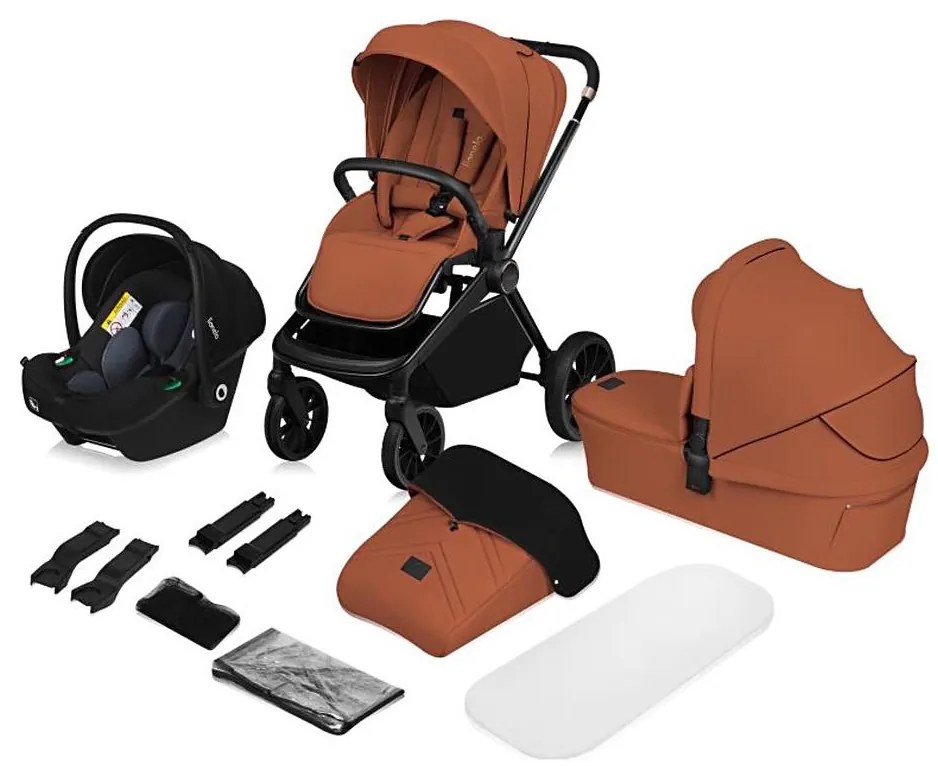 Lionelo - Kombinált babakocsi 3 az 1-ben MIKA PLUS Rozsdabarna