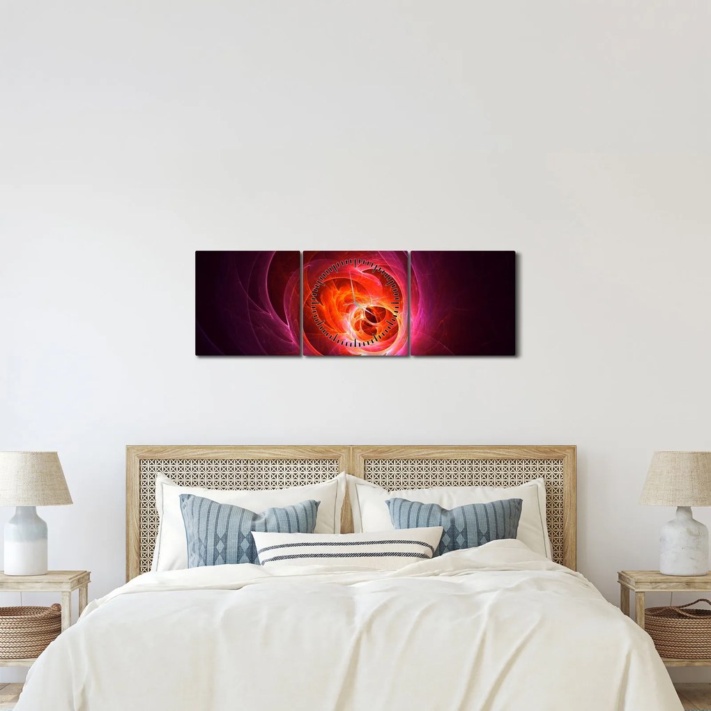 Modern rózsaszín absztrakció képe (órával) (90x30 cm)