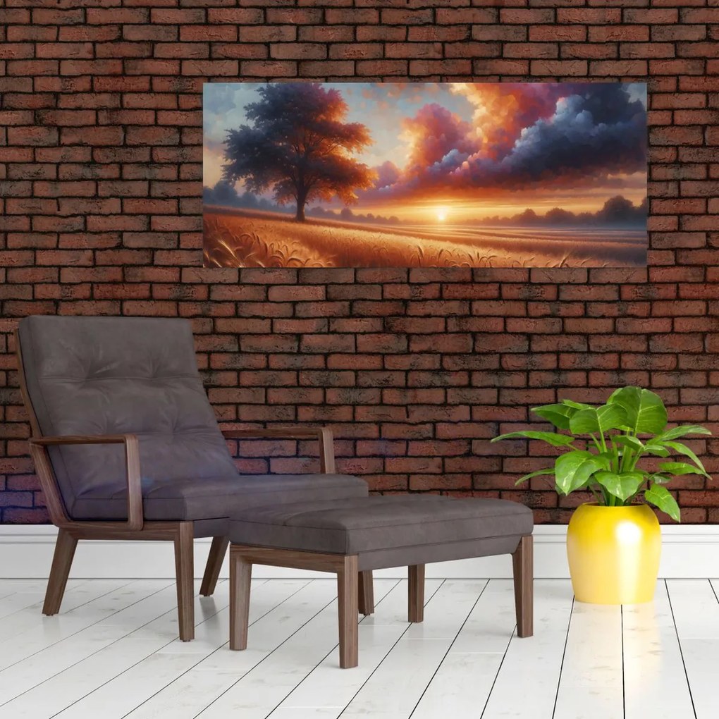 Kép – Naplemente a mezőn (120x50 cm)