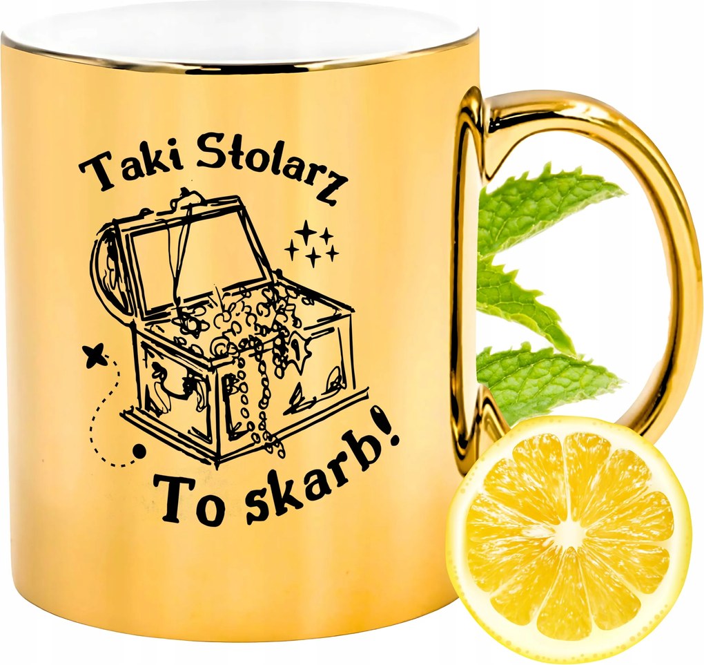 Prémium Arany Fényes Bögre Asztalosnak Ajándék Nyomtatott Fotóval