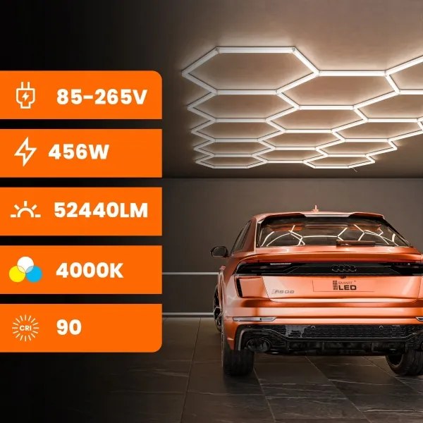 LED mennyezeti lámpa LED/456W/85-265V 4000K 522x298 cm CRI 90 IP54 fehér