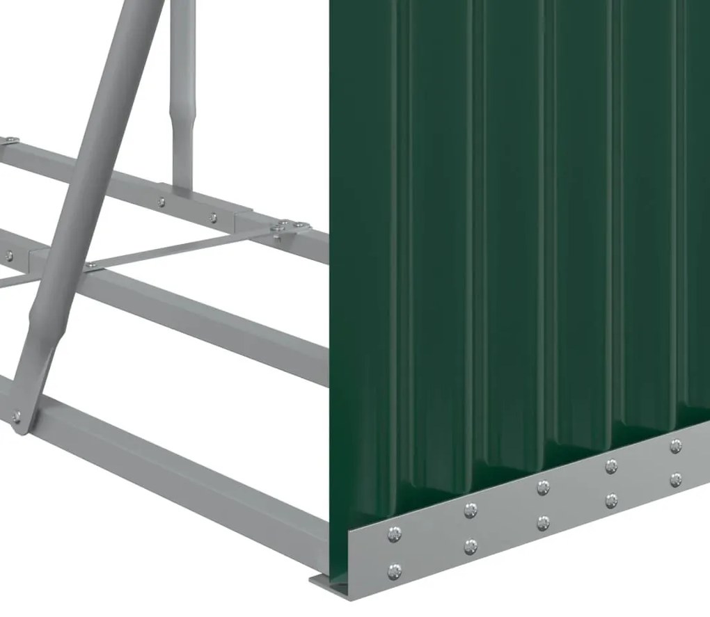 zöld horganyzott acél fatörzstartó 300 x 45 x 100 cm