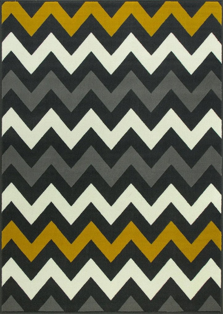 235x320 cm Luna Szőnyeg Szürke Sárga Mézes Cikk-cakk