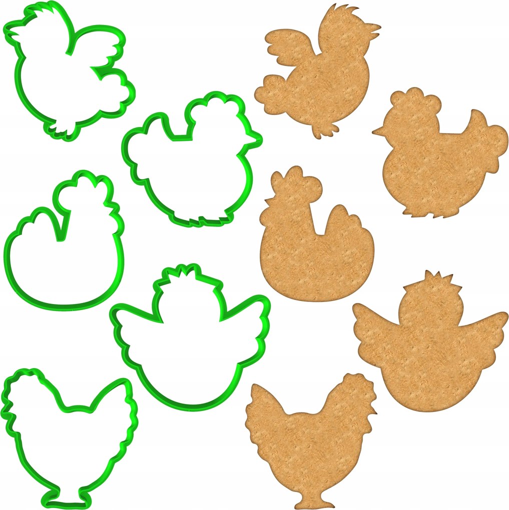 5x Húsvéti mézeskalács formák Húsvéti Csirkék szett XL 5db