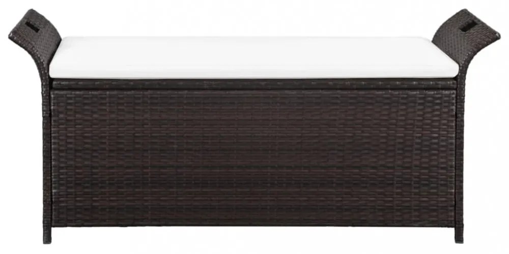 barna polyrattan tárolópad párnával 138 cm