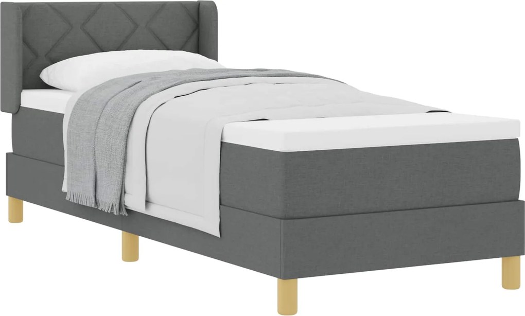 vidaXL Rugós Ágy matracmal fejtámlával Sötétszürke 80 x 200 cm szövet