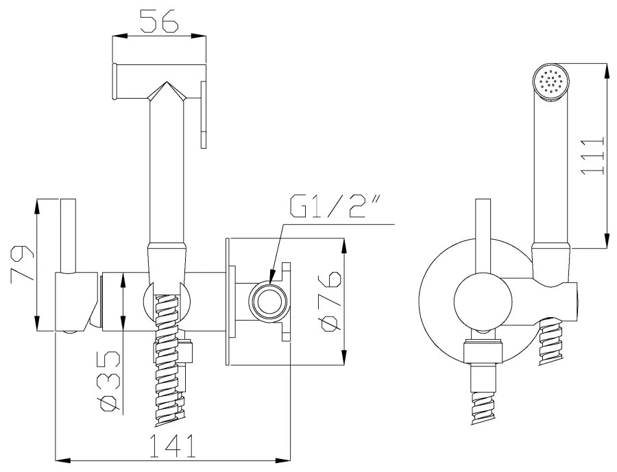 Invena, rejtett bidé csaptelep, fekete matt, BP-00-B04-L