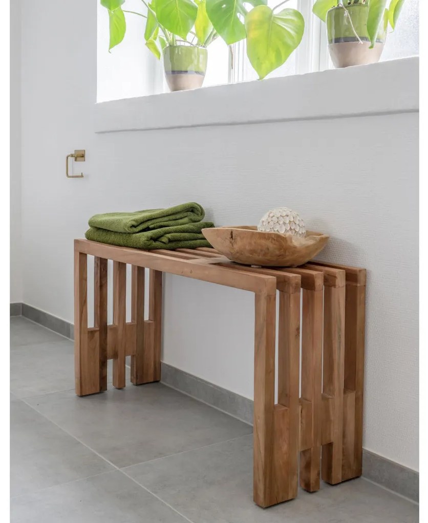 Benidorm pad, teak fa, natúr, 90x30x49 cm