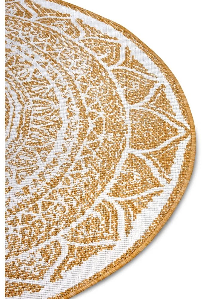 Okkersárga-fehér kerek kültéri szőnyeg ø 140 cm Siruma – NORTHRUGS