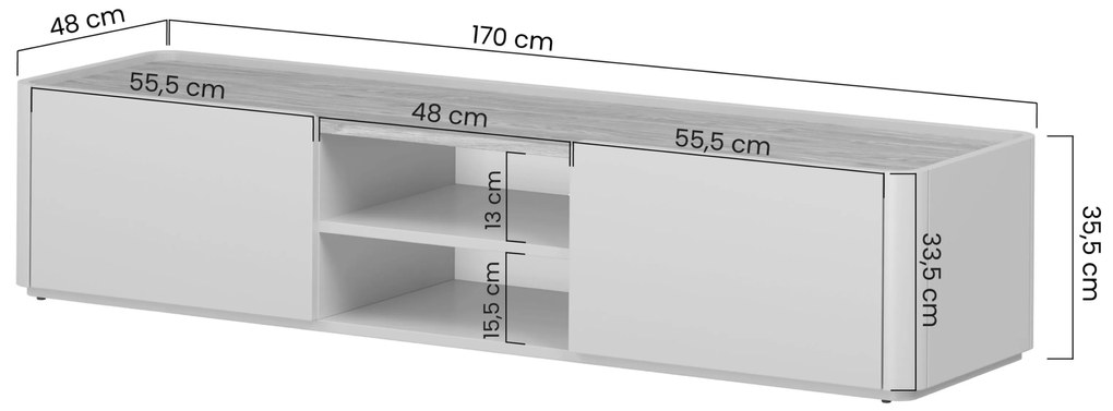 Elivo TV állvány 170 cm - kasmír / olajozott tölgy