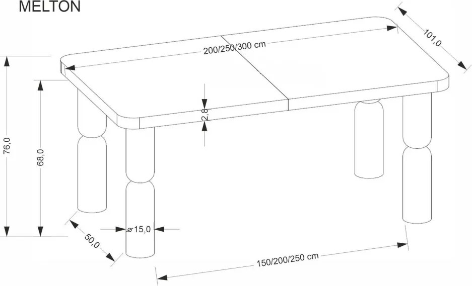 MELTON bővíthető étkezőasztal – világos dió 160 – 220 cm