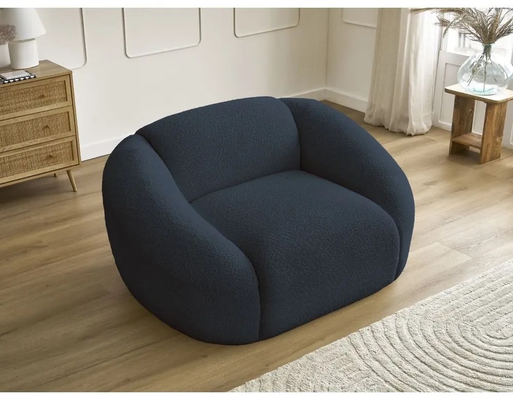 Sötétkék buklé fotel Tina – Bobochic Paris