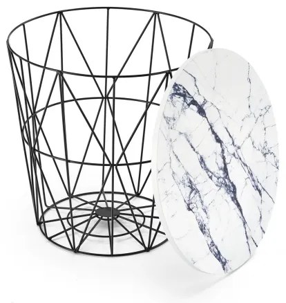 Kávésasztal HARISSA 41x42 cm fekete/fehér márvány dekoráció